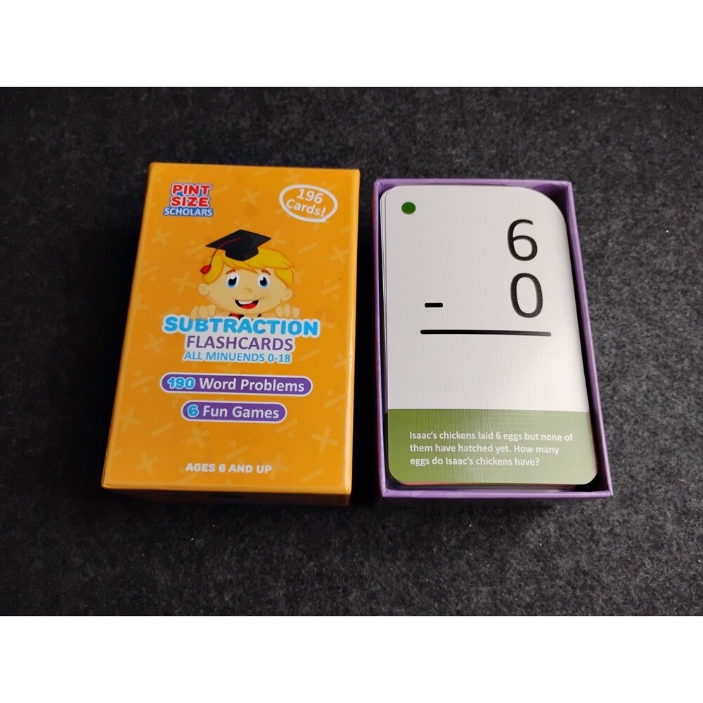 Subtraction Flashcards 196 Cards for Kids Math Learning Word Problems Games - Picture 8 of 8